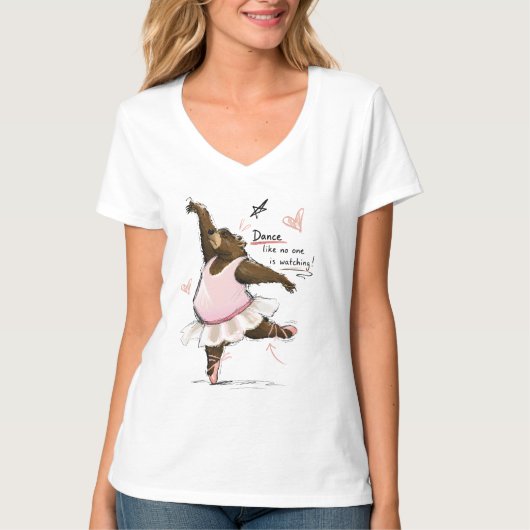 楽しくバレエを踊るクマのイラスト Funny Ballet Bear Tシャツ (正面)