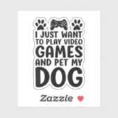 楽しくビデオゲームをして犬を撫でたい シール (シート)