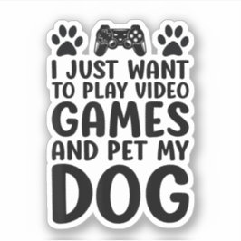 楽しくビデオゲームをして犬を撫でたい シール