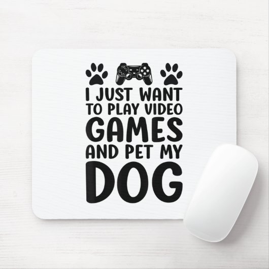 楽しくビデオゲームをして犬を撫でたい マウスパッド (マウス)