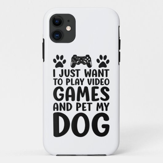楽しくビデオゲームをして犬を撫でたい Case-Mate iPhoneケース (裏面)