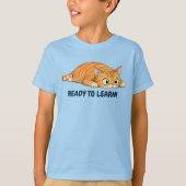 楽しく学ぶオレンジの猫 バックトゥスクール Tシャツ (正面)