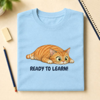 楽しく学ぶオレンジの猫 バックトゥスクール Tシャツ
