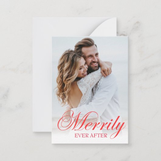 楽しく後に，新婚2枚の写真ホリデー赤 ノートカード (正面)