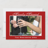 楽しく新結婚したしいクリスマスの写真 シーズンカード (正面)