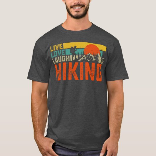 楽しく生きる 登山 楽しい キャンピング Tシャツ (正面)