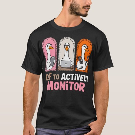 楽しく監視する面白い先生の州 Tシャツ (正面)