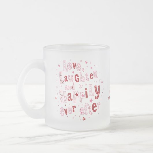 楽しく笑いパーソナライズされたを結婚愛す フロストグラスマグカップ (左)