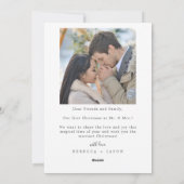 楽しく結婚したミニマルな冬の結婚式の写真 シーズンカード (裏面)