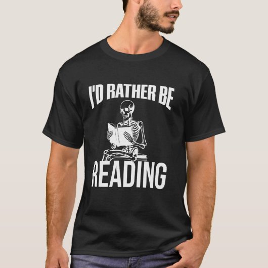 楽しく読書する面白いスケルトンの本の愛好者グ Tシャツ (正面)