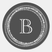 楽しく輝くサークルモノグラムホリデー ラウンドシール (正面)