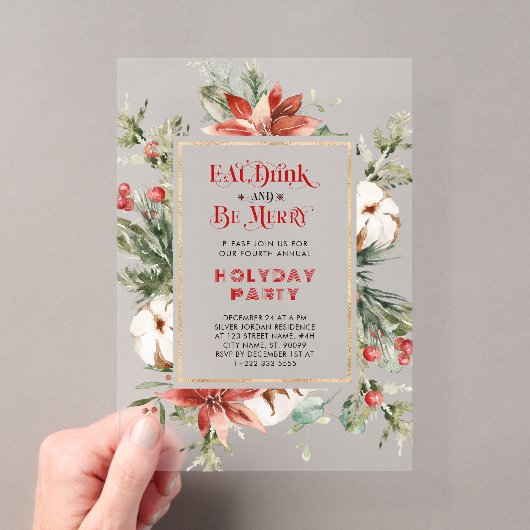 楽しく食べて飲んでクリスマスパーティーの招待状 アクリル招待状 (インサイチュ (ポータブル))
