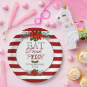 楽しく飲んでクリスマスを祝おう ポインセチア ペーパープレート (パーティー)