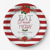 楽しく飲んでクリスマスを祝おう ポインセチア ペーパープレート (正面)