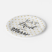 楽しく飲んで踊って！ | 水玉模様 ペーパープレート (アングル)