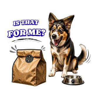 楽しそうな犬が食べ物を待っている - それは私の？ トライブレンドＴシャツ
