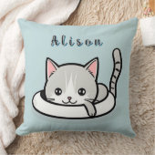 楽しそうに休む愛らしい猫漫画 クッション (ブランケット)