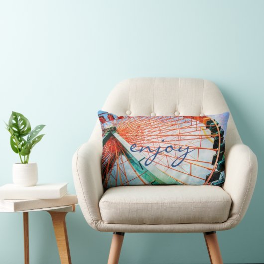 楽しむカーニバル観覧車の写真カラフルはっきりした ランバークッション (椅子)