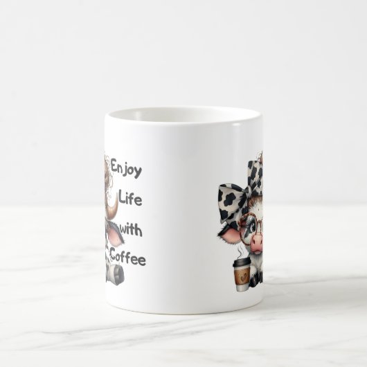 楽しむコーヒーかわいい牛との暮らし コーヒーマグカップ (中央)
