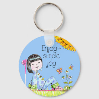 楽しむシンプルJoy keychain blue background キーホルダー