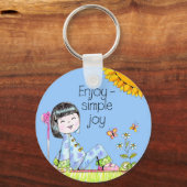 楽しむシンプルJoy keychain blue background キーホルダー (正面)