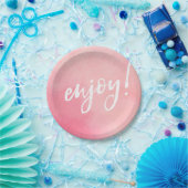 楽しむパーティープレートピンクの水彩手書き ペーパープレート (パーティー)