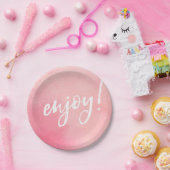 楽しむパーティープレートピンクの水彩手書き ペーパープレート (パーティー)