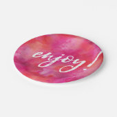 楽しむパーティープレートピンクの水彩手書き ペーパープレート (アングル)