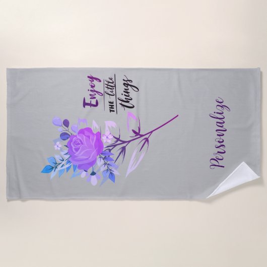 楽しむリトル感動的引用文バラ ビーチタオル (正面)