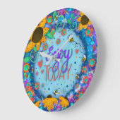 楽しむ今日のおもしろいかわいいブルーお洒落インスピレーション ラージ壁時計 (傾斜)