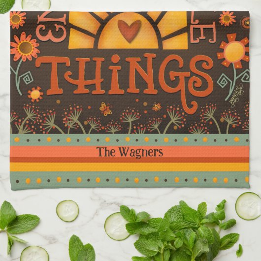 楽しむ引用文サンハートおもしろいシックパーソナライズされた名 キッチンタオル (折り畳み)