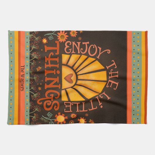 楽しむ引用文サンハートおもしろいシックパーソナライズされた名 キッチンタオル (横)