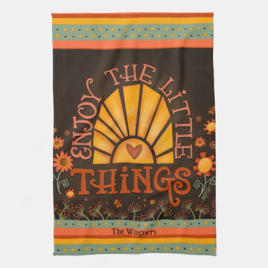 楽しむ引用文サンハートおもしろいシックパーソナライズされた名 キッチンタオル (縦)