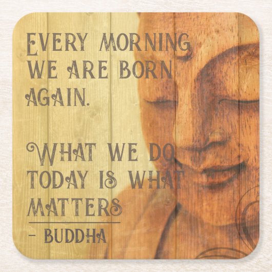楽しむ生生まれ再び仏教勇気付けられる引用文 スクエアペーパーコースター (正面)