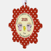 楽しむ聖降誕祭！ポップコーン紙ラベル オーナメントカード (左)