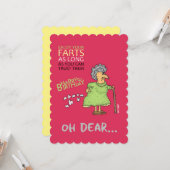 楽しむ茶番のおばあさん誕生日グリーティングカード カード (正面/裏面インサイチュ)