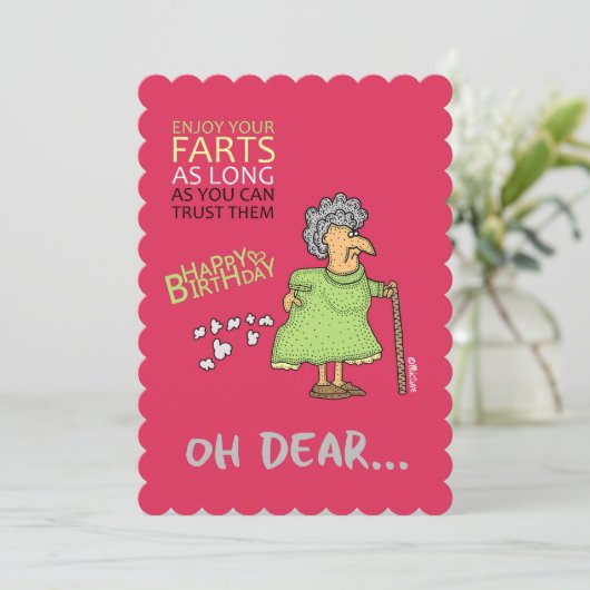 楽しむ茶番のおばあさん誕生日グリーティングカード カード (スタンド正面)