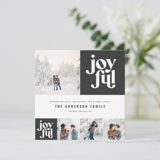 楽しモダンいミニマルタイポグラフィ写真の休日 シーズンカード (スタンド正面)