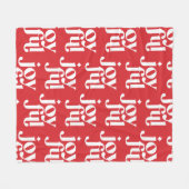 楽しモダンいミニマルタイポグラフィ赤い休日 フリースブランケット (正面(横))