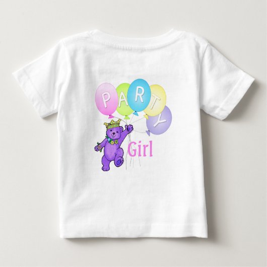 楽し王室のいクマ1歳の誕生日パーティー ベビーTシャツ (裏面)