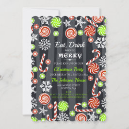 楽し食べいクリスマス飴の雪片を飲む 招待状