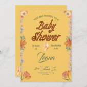 楽し鮮やかい花カラフルの赤ちゃんシャワー 招待状 (正面/裏面)