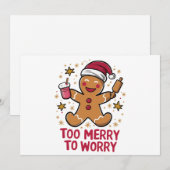 楽すぎて心配無し 面白いジンジャーブレッドクリスマス シーズンカード (正面/裏面)
