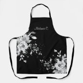 楽なエレガンスブラック&ホワイトミディアムエプロン エプロン (正面)