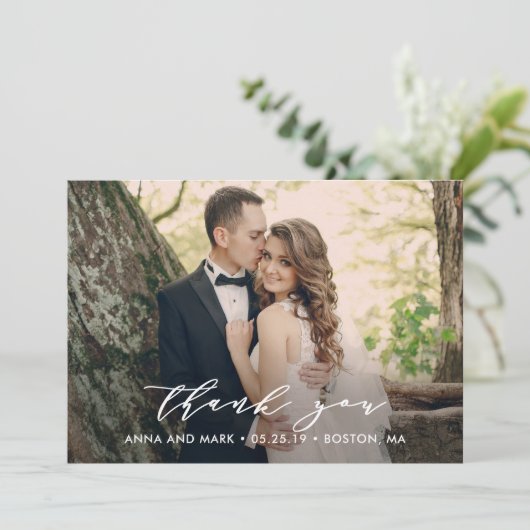 楽なスクリプ結婚トの感謝フォトカード サンキューカード (スタンド正面)