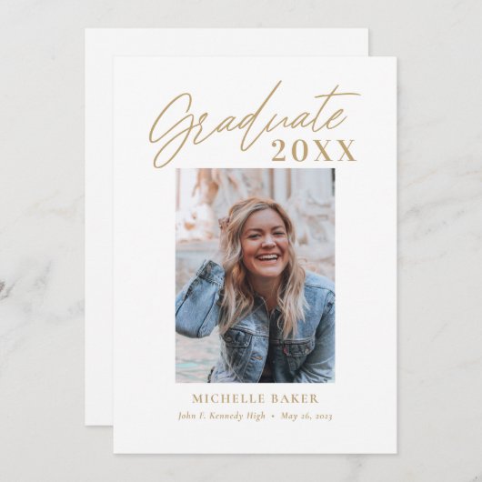 楽なチャーム編集可能なカラー卒業インビタット 招待状 (正面/裏面)