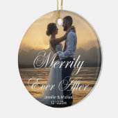 楽スタイリッシュしく撮った結婚写真ミニマル セラミックオーナメント (左)