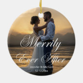 楽スタイリッシュしく撮った結婚写真ミニマル セラミックオーナメント (裏面)