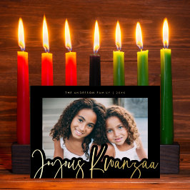 楽モダンしいクワンザムードクロス柄の写真金ゴールド 箔シーズンカード