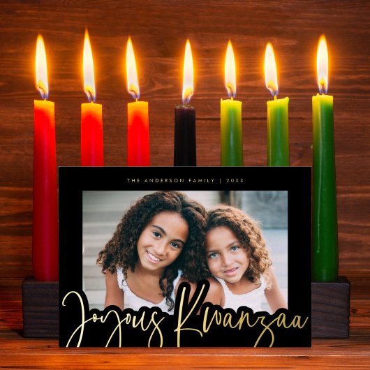 楽モダンしいクワンザムードクロス柄の写真金ゴールド 箔シーズンカード